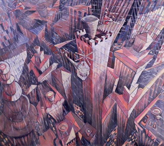 Downtown Manhattan Hailstorm, 1995 (oil on canvas)  od Charlotte  Johnson Wahl