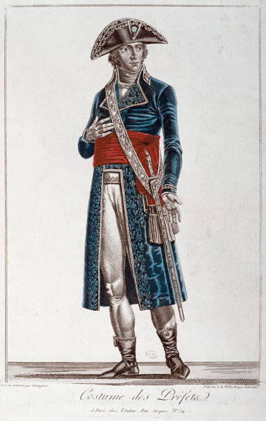 Costume of a Prefect during the period of the Consulate (1799-1804) of the First Republic, c.1800 (c od Chataignier