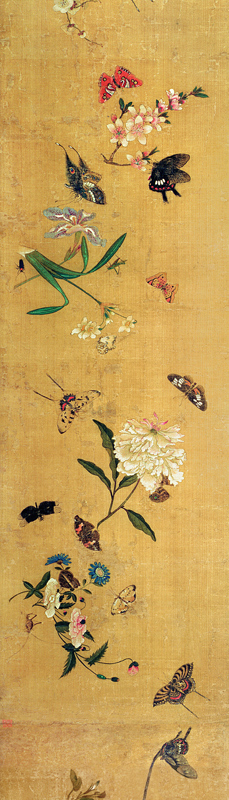 One Hundred Butterflies, Flowers and Insects, detail from a handscroll od Chen Hongshou