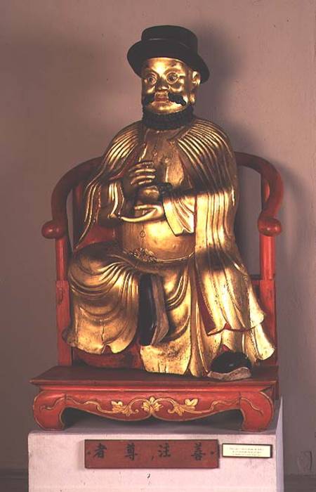 Marco Polo, Gilded Wooden Sculpture od Chinese