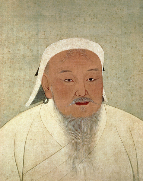 Portrait of Genghis Khan (c.1162-1227), Mongol Khan, founder of the Imperial Dynasty, the Yuan, maki od Chinese School