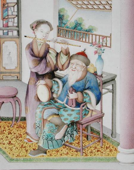 Detail from an imperial Canton panel, Qianlong period od Chinese School