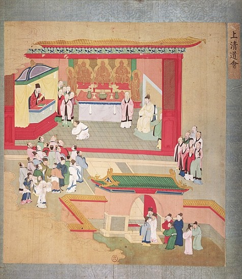 Emperor Hui Tsung (r.1100-26) practising with the Buddhist sect Tao-See, from a History of the Emper od Chinese School