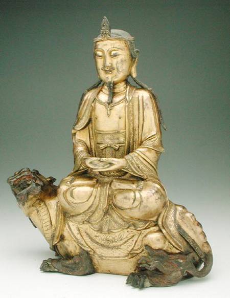 Figure of a Bodhisattva seated on a kylin, Yuan or early Ming dynasty od Chinese School