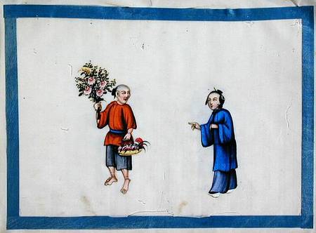 Flower seller approached by a noblewoman od Chinese School