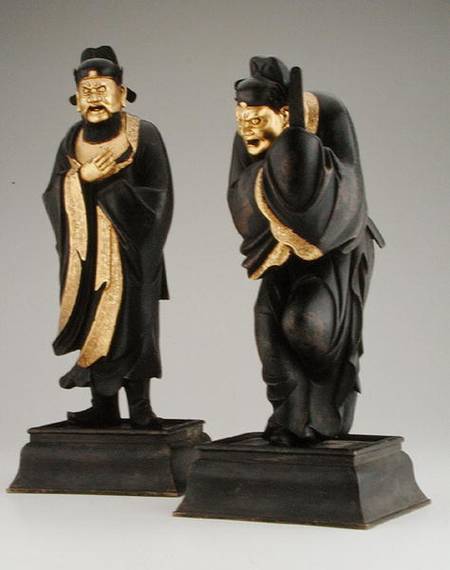 Pair of Taoist officials, Yuan or early Ming dynasty rcel od Chinese School
