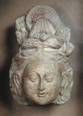 Head of a Bodhisattva with an elaborate hairstyle