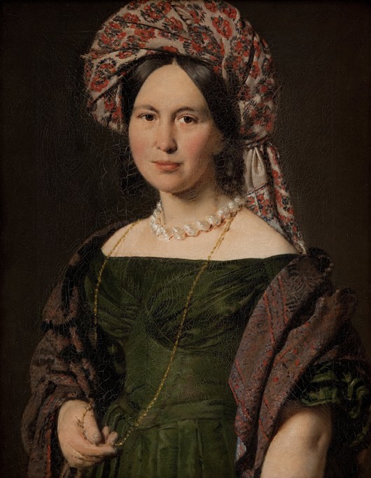 Cathrine Jensen, née Lorenzen, the Artist's Wife Wearing a Turban od Christian Albrecht Jensen