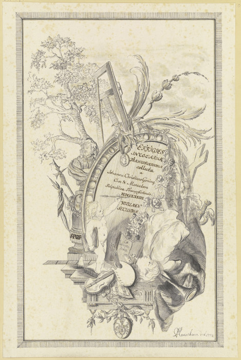 Entwurf zu einem Titelblatt für Johann Christian Gernings Sammlung von Frankfurter Porträts od Christian Benjamin Rauschner