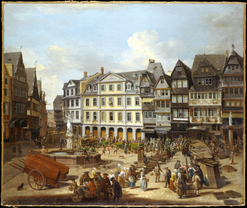 A Market on the Römerberg in Frankfurt od Christian Georg Schütz d. Ä.