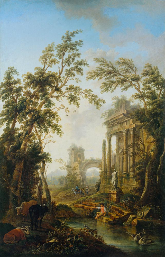 Ideallandschaft mit antiken Ruinen od Christian Georg Schütz d.Ä.