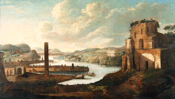 Port Scene (oil on canvas) od Christian Georg Schutz