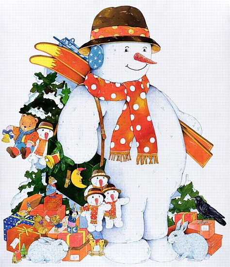 Snowman with Skis, 1998 (w/c on paper)  od Christian  Kaempf