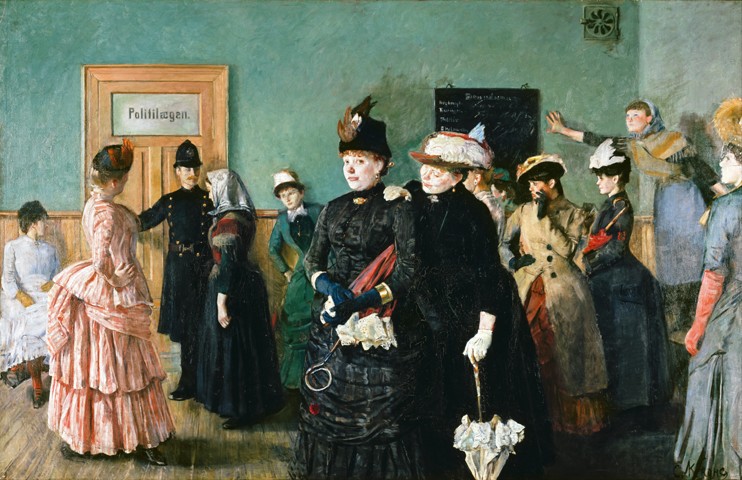 Albertine at the Police Doctor's Waiting Room od Christian Krohg