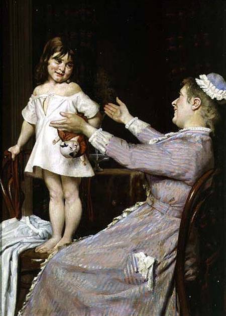 Little Girl with a Doll and Her Nurse od Christian Pram Henningsen