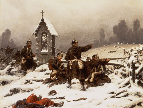 Preussische infantry in the snow od Christian Sell d.Ä.