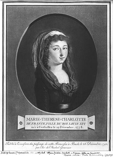 Marie-Therese-Charlotte de France (1778-1851) aged seventeen od Christian von Mechel