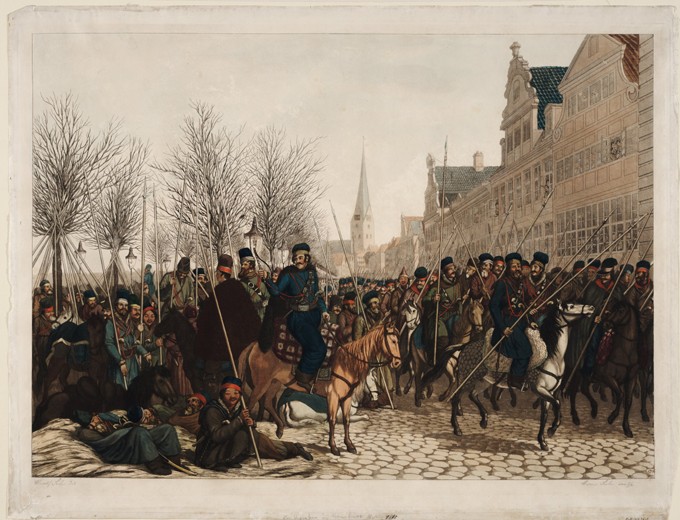 Cossacks in Hamburg, 18 March 1813 od Christoph Suhr