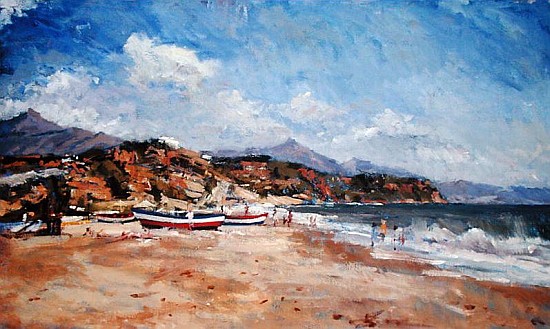 Beach and Mountains, Nerja, 2001(oil on canvas)  od Christopher  Glanville