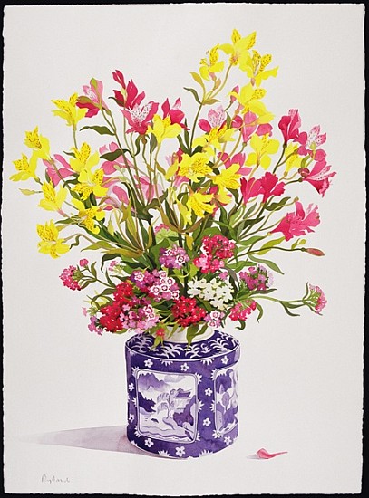 Flowers in a Chinese Jar (w/c)  od Christopher  Ryland