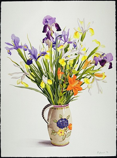 Irises and Lilies in a Dutch Jug (w/c)  od Christopher  Ryland