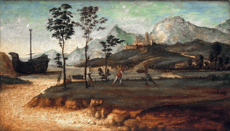 Coastal Landscape with two men fighting od Giovanni Battista Cima da Conegliano