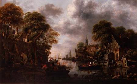 River Scene with Boats and Figures od Claes Molenaer