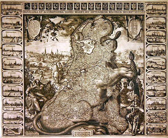 The seventeen regions of the Belgian lion, c.1583 od Claes Jansz Visscher