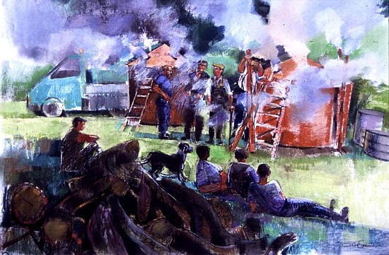 The Charcoal Burners, Wyre Forest (pastel on paper)  od Claire  Spencer