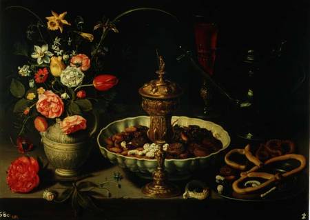 Still Life of Flowers and Dried Fruit od Clara Peeters