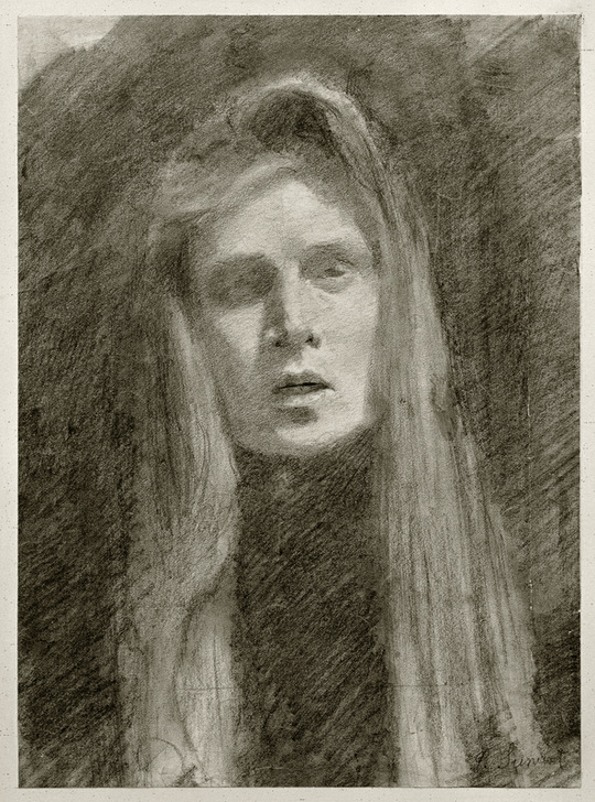 Weibliches Porträt mit Kopftuch (Selbstbildnis) od Clara Siewert