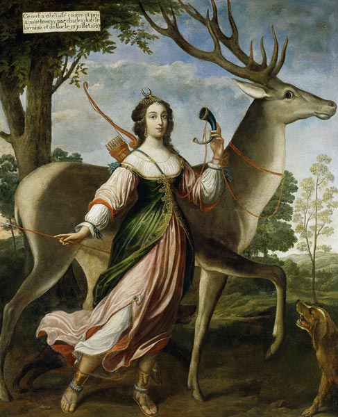 Marie de Rohan-Montbazon (1600-79) Duchess of Chevreuse as Diana the Huntress od Claude Deruet