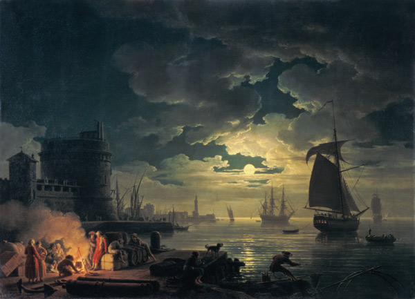 The Port of Palermo in the Moonlight od Claude Joseph Vernet