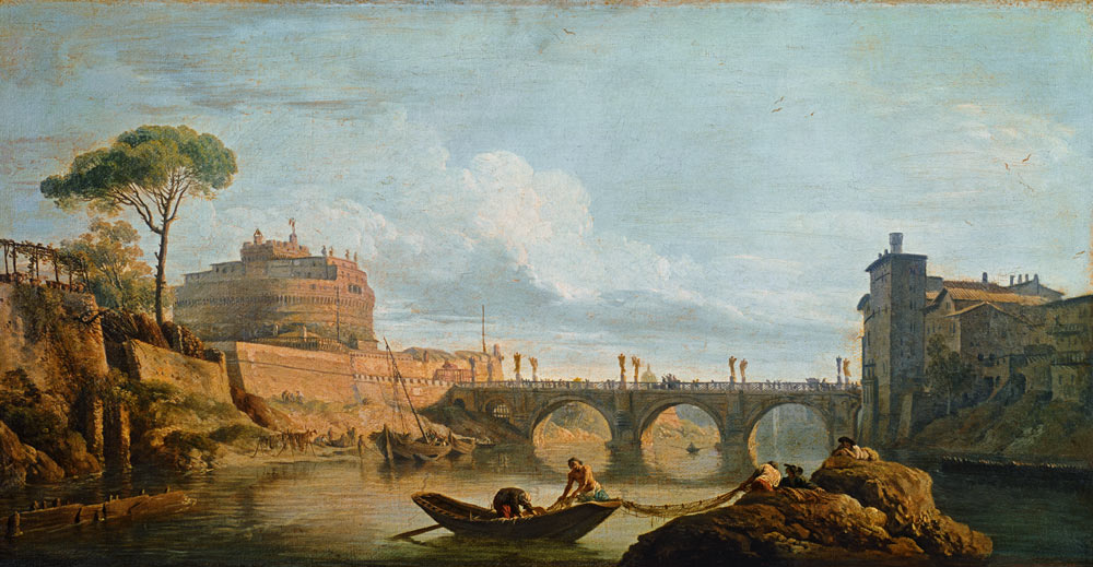 The Bridge and Castle Sant''Angelo od Claude Joseph Vernet