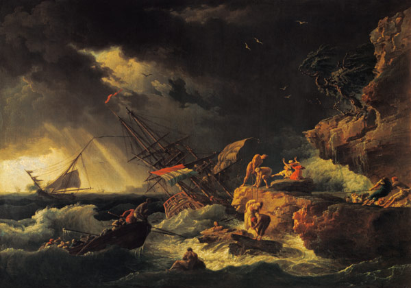 Stürmische See mit gescheitertem Segelschiff od Claude Joseph Vernet