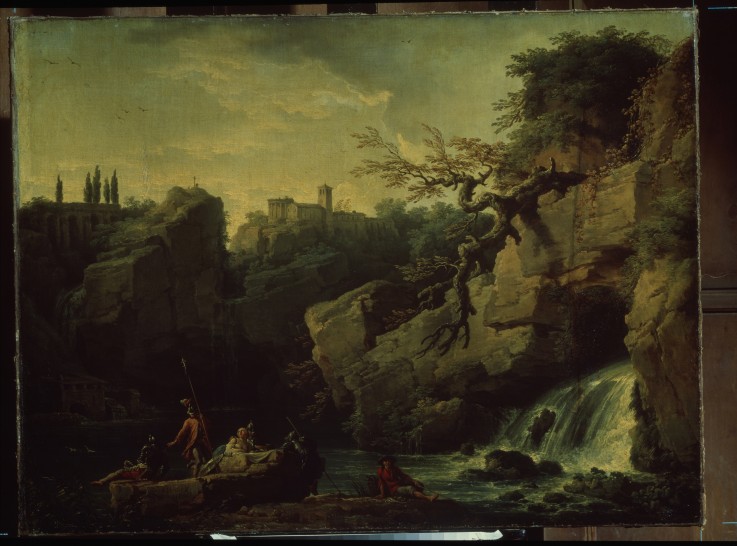 Romantic landscape (Landscape in the Taste of Salvatore Rosa) od Claude Joseph Vernet