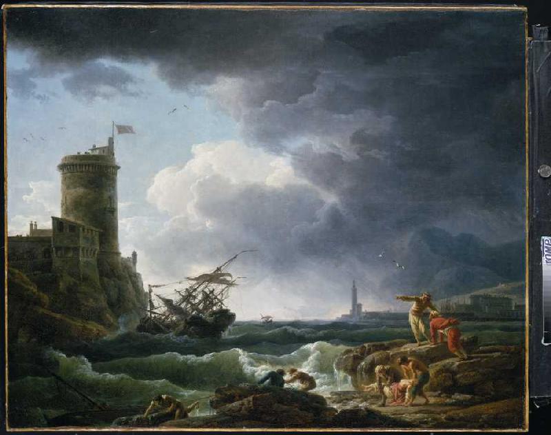 Schiffbruch im Sturm vor einer Festung od Claude Joseph Vernet