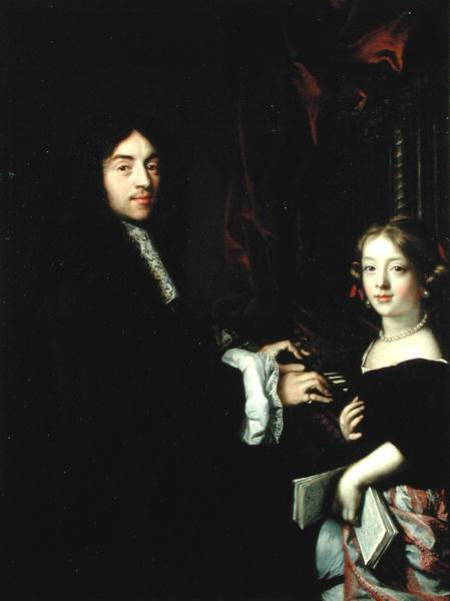 Portrait of Charles Couperin (1638-79) and the Daughter of the Artist od Claude Lefebvre