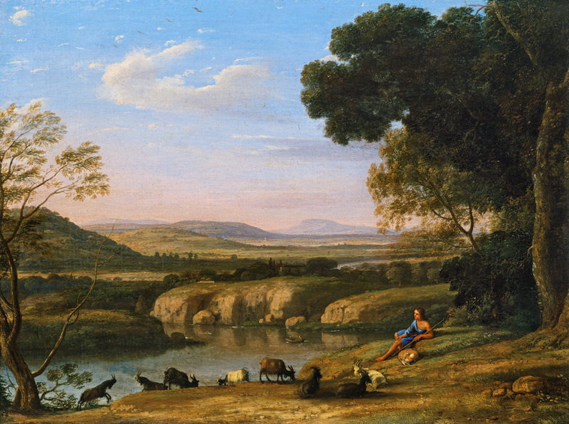 Flusslandschaft mit Ziegenhirt od Claude Lorrain