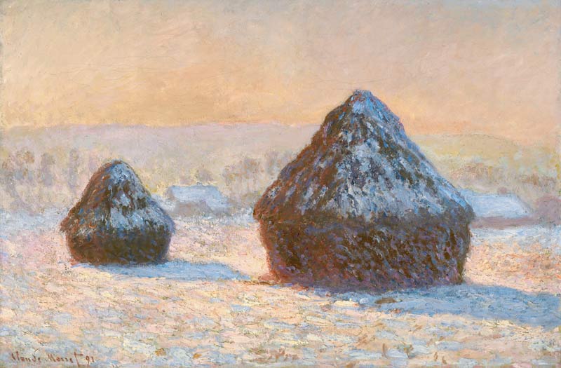 Wheatstacks, Snow Effect, Morning od Claude Monet