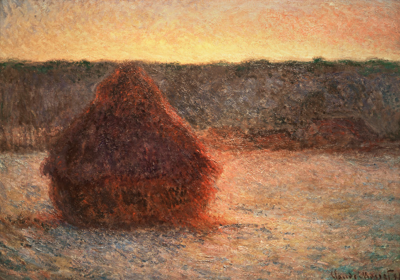 Haystacks at Sunset, Frosty Weather od Claude Monet