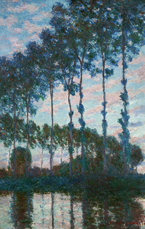 Poplars on the banks of the Epte, Evening effect od Claude Monet