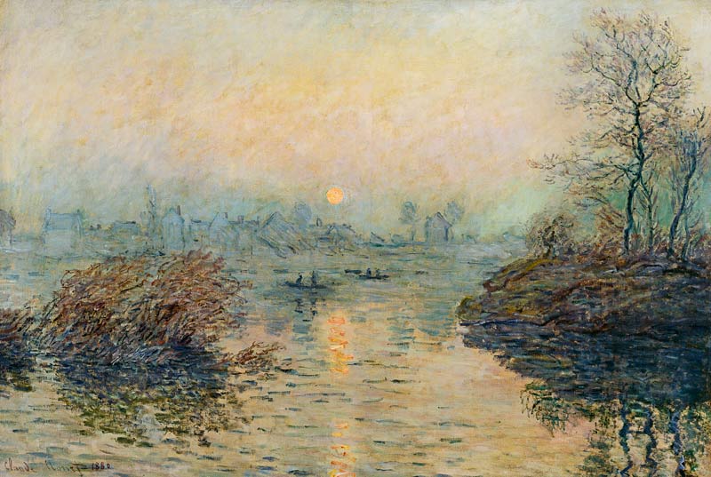 Sun Setting over the Seine at Lavacourt. Winter Effect od Claude Monet