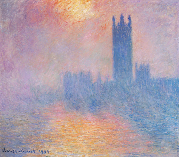 The Houses of Parliament, London, with the sun breaking through the fog od Claude Monet