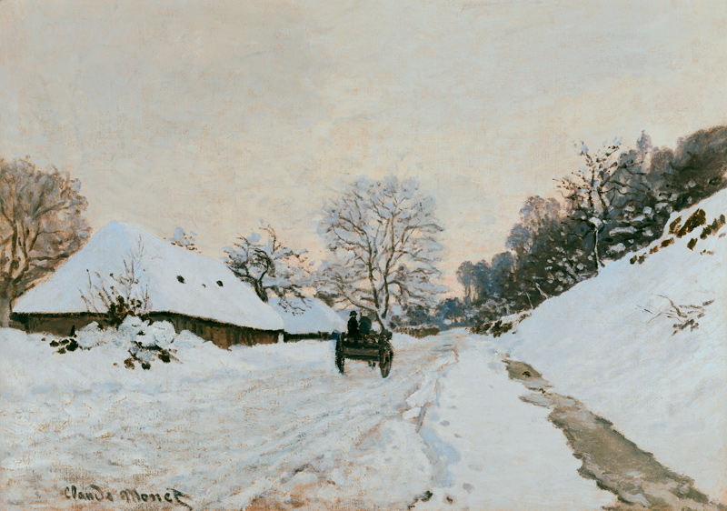 Dare on snow-covered Strasse in Honfleur od Claude Monet