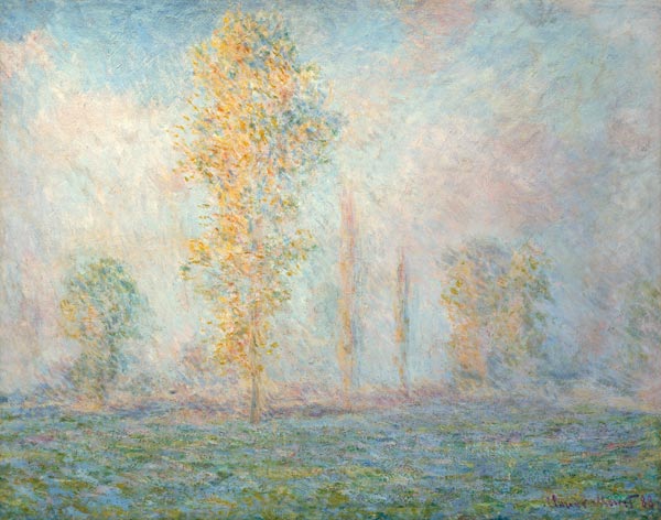 Meadow landscape with bucking at Giverny in the morning light. od Claude Monet