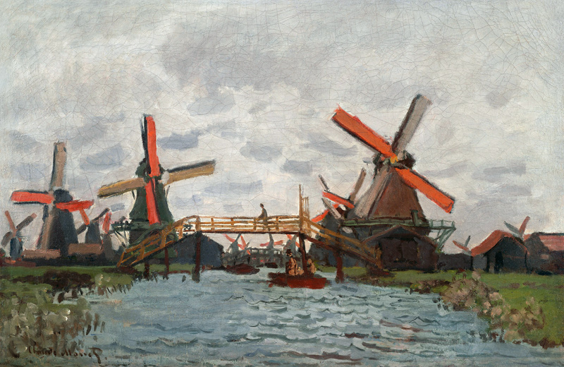 Mills at Westzijderveld near Zaandam od Claude Monet