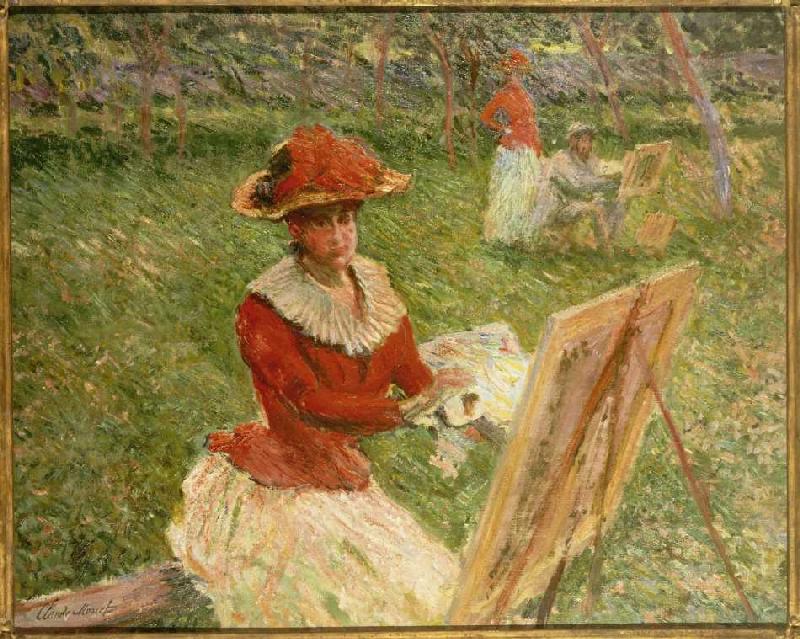 Blanche Hoschede malend od Claude Monet