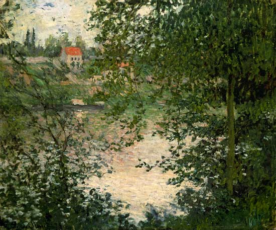Grandee Jatte look Laly through trees on the Ile de od Claude Monet