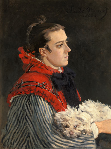 Camille Monet with dog. od Claude Monet